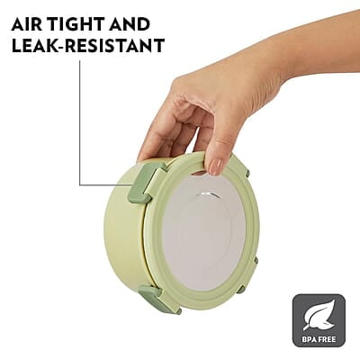 Borosil Glory Green Stainless Steel Lunchbox with Bag | 3 pcs Container Set (280 ml Each) | Microwavable Tiffin Borosil Glory Green Stainless Steel Lunchbox with Bag | 3 pcs Container Set (280 ml Each) | Microwavable Tiffin