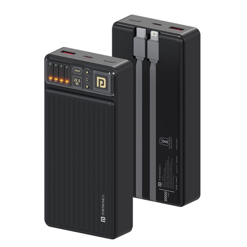 Portronics Luxcell Bind 20k 20000mAh Powerbank with 22.5W Fast Charging, in-Built Type C PD(Input & Output)