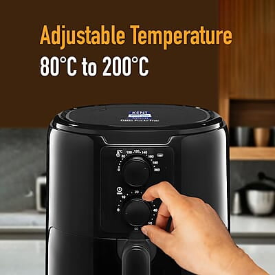 KENT Classic Plus Air Fryer | 1300W Power & 4.2L Capacity | Vapour Steam for Crisp Frying, Grill, Roast, Steam & Bake | Auto Cut-Off | 80% Less Oil | High Temperature & Uniform Heating | Black KENT Classic Plus Air Fryer | 1300W Power & 4.2L Capacity | Vapour Steam for Crisp Frying, Grill, Roast, Steam & Bake | Auto Cut-Off | 80% Less Oil | High Temperature & Uniform Heating | Black