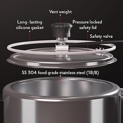 Borosil Triply Induction Base Inner Lid Stainless Steel Pressure Cooker, 1.5 L Borosil Triply Induction Base Inner Lid Stainless Steel Pressure Cooker, 1.5 L