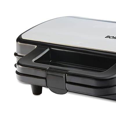 Borosil 1000W Neo Waffle Maker | Non Stick Coating, Square, Anti Skid Rubber Feet, Automatic Temperature Control | 2 Year Warranty, Silver