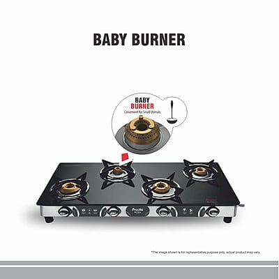 Preethi Blu-Flame Stainless Steel Jumbo Max Glass Top LPG Gas Stove with 4 Burner Preethi Blu-Flame Stainless Steel Jumbo Max Glass Top LPG Gas Stove with 4 Burner
