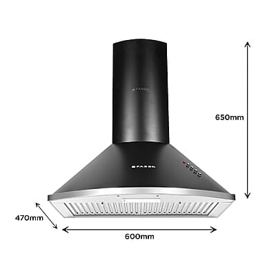 Faber 60 cm 1000 m³/HR Pyramid Kitchen Chimney 240 Watt (HOOD CLASS PRO PB BK LTW 60, Baffle Filters,Black) Faber 60 cm 1000 m³/HR Pyramid Kitchen Chimney 240 Watt (HOOD CLASS PRO PB BK LTW 60, Baffle Filters,Black)