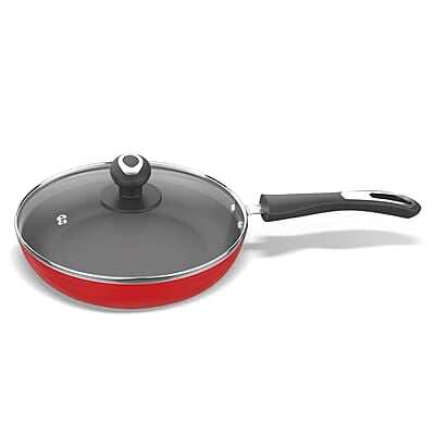 Preethi Dura Collection Non Stick Fry Pan, 26 cm, with Glass Lid, Gas & Induction Compatible