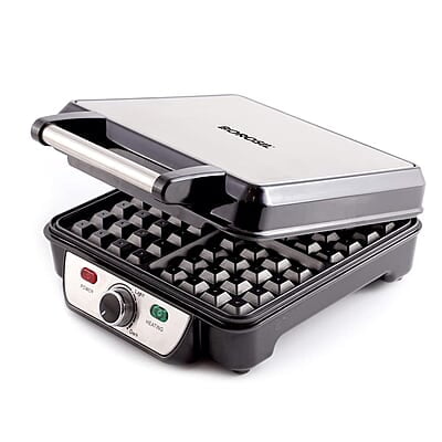Borosil Jumbo Waffle Maker, 1100W, Non-Stick Grilling Plate, 4 Jumbo Bread Slices
