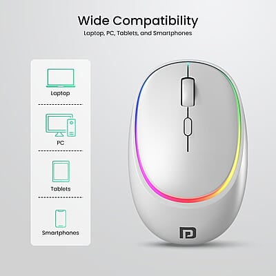 Portronics Toad IV Bluetooth Mouse with 2.4 GHz Wireless (Dual Connectivity), Rechargeable, Connect up to 3 Devices, RGB Lights, Adjustable Optical DPI for Laptop, PC, Tablet, Smartphone