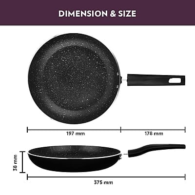 Borosil Granito Non-Stick Deep Fry Pan1.5L, Induction Friendly, Granite Finish, PFOA-Free, 204 cm Diameter