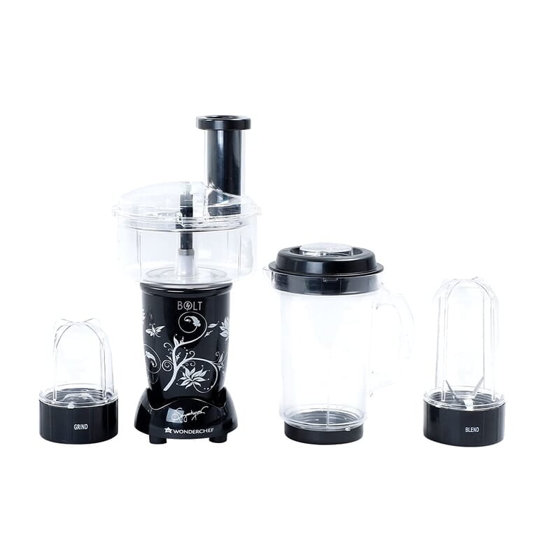 Wonderchef Nutri-blend BOLT Food Processor & Atta Kneader 600W 22000 RPM 4 unbreakable jars Black Wonderchef Nutri-blend BOLT Food Processor & Atta Kneader 600W 22000 RPM 4 unbreakable jars Black