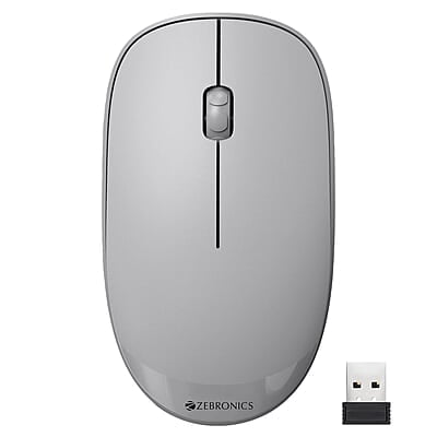 ZEBRONICS Haze Wireless Mouse for Computers, Laptops with 1200 DPI, Advanced Optical Sensor, 2.4GHz USB Nano Receiver, Plug - Play Usage, Power Saving Mode and Comfortable use on Most Surfaces
