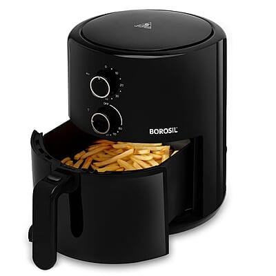 Borosil Best 3.5 L Capacity Air Fryer| 4 in 1 Function | Air Fryer for Bake, Grill, Roast, Reheat etc. | 90% Less Oil | 1450 Watt with 2 Years Warranty