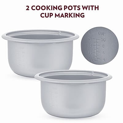 Borosil Pronto Dual 1.8 L Electric Rice Cooker with 2 Pot | 700W, Keep Warm Feature with Indicator Display, Anti Skid Rubber Feet | Cook & Boil Noodles, Rice, Upma, Idli, Dhokla | 2 Years Warranty Borosil Pronto Dual 1.8 L Electric Rice Cooker with 2 Pot | 700W, Keep Warm Feature with Indicator Display, Anti Skid Rubber Feet | Cook & Boil Noodles, Rice, Upma, Idli, Dhokla | 2 Years Warranty
