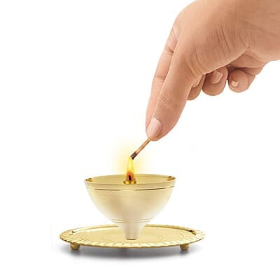 Borosil Akhand Diya (Large, Brass) Borosil Akhand Diya (Large, Brass)