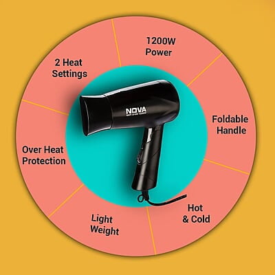 Nova NHP 8100 Silky Shine 1200 Watts Hot and Cold Foldable Hair Dryer Nova NHP 8100 Silky Shine 1200 Watts Hot and Cold Foldable Hair Dryer