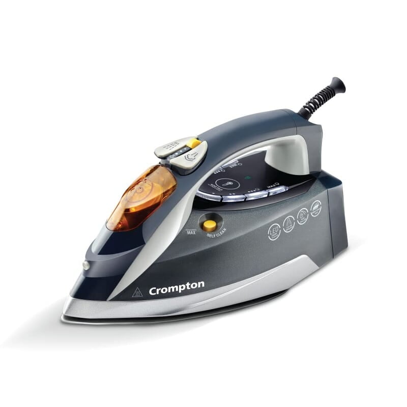 Crompton FabriAutoTech 2200 Watt Steam Iron Feather Touch Digital LED Fabric Temperature Control 3 Ways Auto Shut-off Scratch Resistant Ceramic Coating 400 Ml water Tank Crompton FabriAutoTech 2200 Watt Steam Iron Feather Touch Digital LED Fabric Temperature Control 3 Ways Auto Shut-off Scratch Resistant Ceramic Coating 400 Ml water Tank