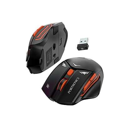 Portronics Vader Pro Wireless Gaming Mouse with 2.4 GHz Receiver, 6 Buttons, Thumb Support, High-Precision Tracking, Ergonomic Comfort, Adjustable Optical DPI for Laptop, PC, Mac Portronics Vader Pro Wireless Gaming Mouse with 2.4 GHz Receiver, 6 Buttons, Thumb Support, High-Precision Tracking, Ergonomic Comfort, Adjustable Optical DPI for Laptop, PC, Mac