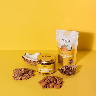 EAT BETTER CO - Better Munch - Sweet Crunchy Nut Mix - Roasted Almonds, Dried Dates and Coconuts. Energizing Healthy Snack - 200gm Super Saver Pack