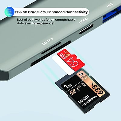 Portronics Mport 52 USB C Hub (7-in-1), Multiport Adapter with 4K HDMI, 60 W PD Charging, USB 3.0/2.0 & USB Type-C Data Ports at up to 10 Gbps, microSD & SD Card Reader for Laptops Portronics Mport 52 USB C Hub (7-in-1), Multiport Adapter with 4K HDMI, 60 W PD Charging, USB 3.0/2.0 & USB Type-C Data Ports at up to 10 Gbps, microSD & SD Card Reader for Laptops