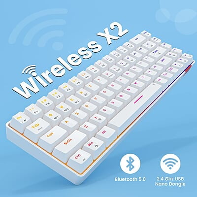 Portronics Hydra 10 Mechanical Wireless Gaming Keyboard with Bluetooth 5.0 + 2.4 GHz, RGB Lights 16.8 Million Colors, Type C Charging, Compatible with PCs, Smartphones and Tablets Portronics Hydra 10 Mechanical Wireless Gaming Keyboard with Bluetooth 5.0 + 2.4 GHz, RGB Lights 16.8 Million Colors, Type C Charging, Compatible with PCs, Smartphones and Tablets