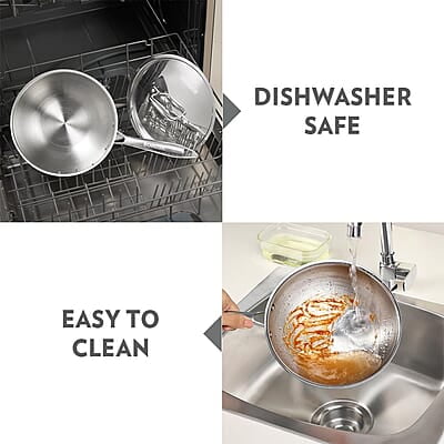 Borosil Cookfresh 2.85 L Tri-ply Stainless Steel Wok with Lid | 24 Cm Kadhai for Deep Fry Borosil Cookfresh 2.85 L Tri-ply Stainless Steel Wok with Lid | 24 Cm Kadhai for Deep Fry