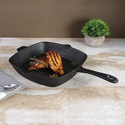 Wonderchef Forza Cast-iron 26 cm Grill Pan, Pre-Seasoned Cookware, Induction Friendly, 3.8 mm Wonderchef Forza Cast-iron 26 cm Grill Pan, Pre-Seasoned Cookware, Induction Friendly, 3.8 mm