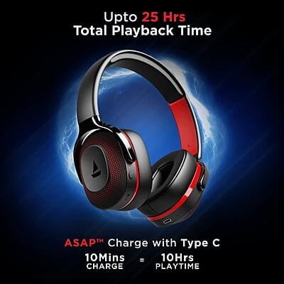 boAt Rockerz 425 Bluetooth Wireless Over Ear Headphones with Mic Signature Sound, Beast Mode for Gaming, Enx Tech, ASAP Charge, 25H Playtime, Bluetooth V5.2