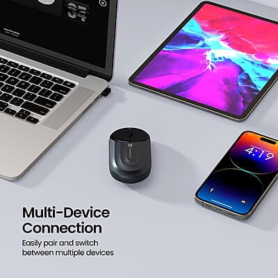 Portronics Toad 6 Bluetooth Wireless Mouse with 2.4 GHz USB Receiver, Multi-Device Pairing, Built in Battery, 1200 DPI Sensor