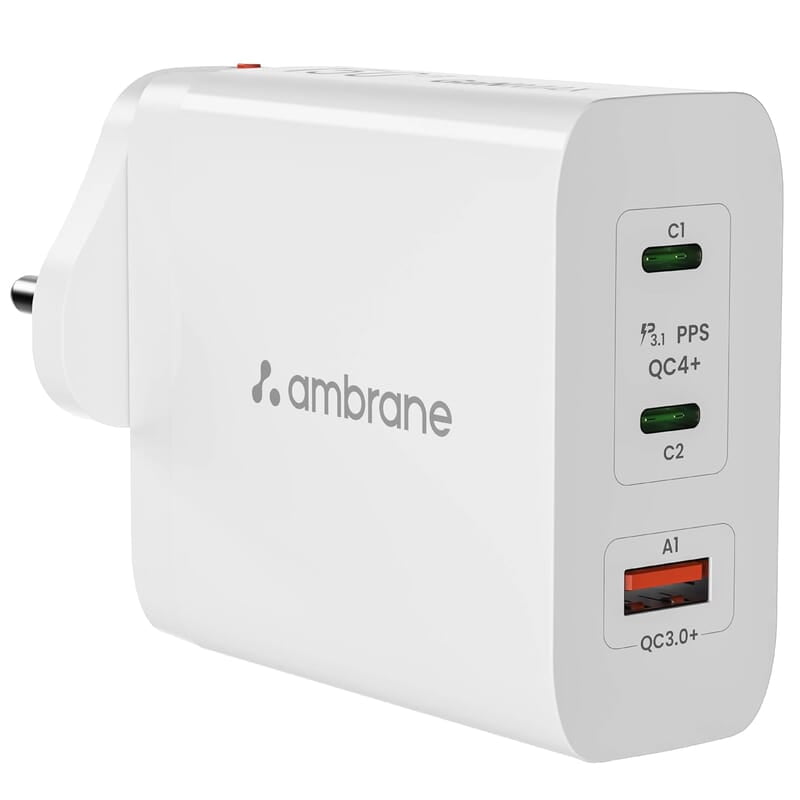 Ambrane 150W GaN Multi-Port Fast Charger Type C USB Compatible with All iPhones, Android Smartphones & Laptops Ambrane 150W GaN Multi-Port Fast Charger Type C USB Compatible with All iPhones, Android Smartphones & Laptops