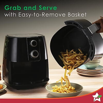 Wonderchef Prato Manual Air Fryer for Home & Kitchen with 5 Pre-set Menu 3.8 Litres Non-stick Basket Wonderchef Prato Manual Air Fryer for Home & Kitchen with 5 Pre-set Menu 3.8 Litres Non-stick Basket