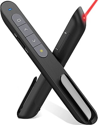Rts 2024 Wireless Presenter Pointer for Presentation Slide Changer Laser Pointer PPT RF 2.4GHz Hyperlink & Volume Remote Control PowerPoint Office Presentation Clicker for Keynote