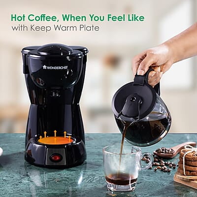 Wonderchef Onyx Brew Coffee Maker, Borosilicate Glass Carafe, Anti-Drip System, Fitered Water Drip Coffee Tank