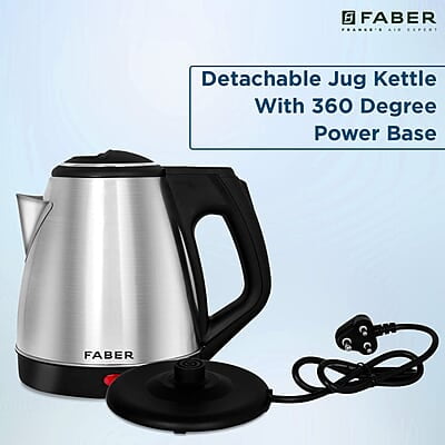 Faber Electric Kettle with Stainless Steel Body, FK 1.8 litres boiler for Water, SS Faber Electric Kettle with Stainless Steel Body, FK 1.8 litres boiler for Water, SS
