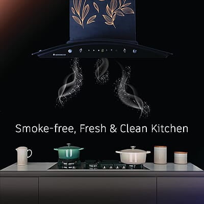 Wonderchef Ruby Curve Flora 90 cm Auto Clean Wall Mounted Chimney (Black 1200 CMH) Wonderchef Ruby Curve Flora 90 cm Auto Clean Wall Mounted Chimney (Black 1200 CMH)