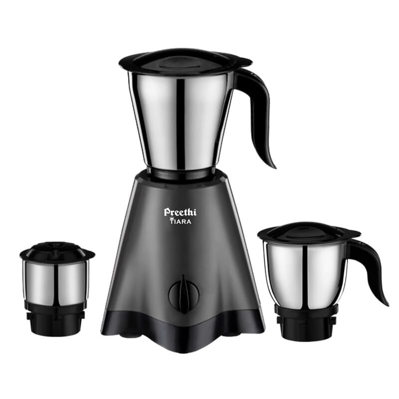 Preethi Tiara Mixer Grinder for Kitchen - 3 Jars 500 Watt Mixie - Chutney Jar & Dry Grinder Jar