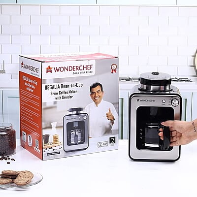 Wonderchef Regalia Bean-to-Cup Brew Coffee Maker with Grinder Get Fresh Aromatic Powder Wonderchef Regalia Bean-to-Cup Brew Coffee Maker with Grinder Get Fresh Aromatic Powder