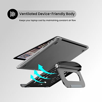 Portronics My Buddy Hexa 5 Laptop Stand with Foldable & Ventilated Design, Ergonomic Elevation, Anti-Slip Silicon Pads