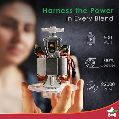 Wonderchef Nutri-blend Mixer Grinder Blender, Smoothie Maker, 3 Unbreakable Jars 500W 22000 RPM Red