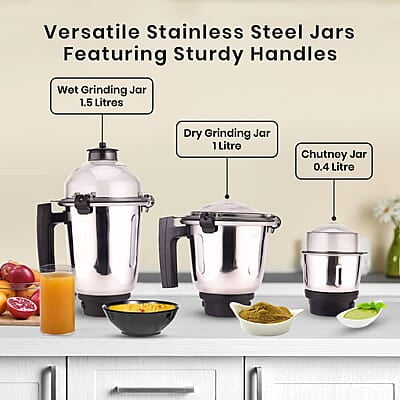 Wonderchef Regalia Mixer Grinder 750W, 230V~50Hz, 3 Stainless Steel Jars