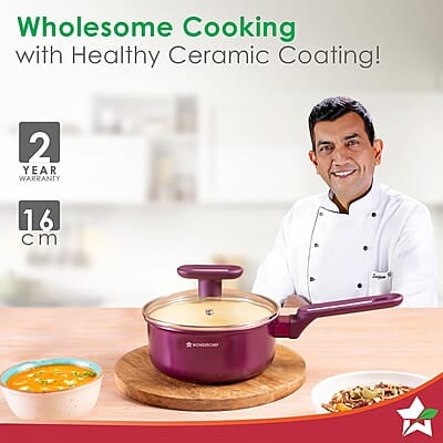 Wonderchef Bellagio Sauce Pan 16 cm 1.4 L Non-Stick Ceramic Coating Wonderchef Bellagio Sauce Pan 16 cm 1.4 L Non-Stick Ceramic Coating