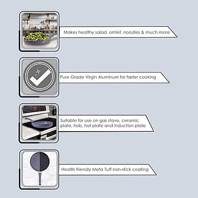 Wonderchef Granite 24 cm Non-Stick Fry Pan 1.8 L Grey 5 Layer PFOA Free Non-Stick Coating Wonderchef Granite 24 cm Non-Stick Fry Pan 1.8 L Grey 5 Layer PFOA Free Non-Stick Coating