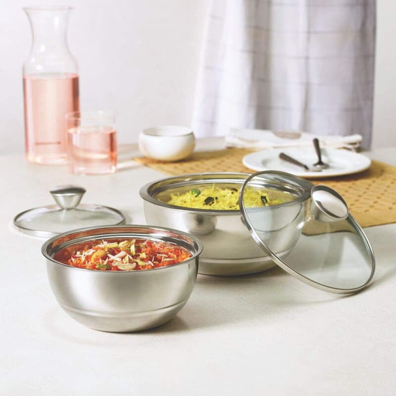 Borosil - Stainless Steel Insulated Curry Server, Set of 2 (500ml + 900ml) Silver Borosil - Stainless Steel Insulated Curry Server, Set of 2 (500ml + 900ml) Silver