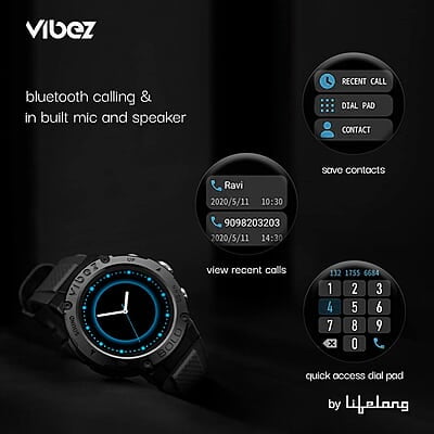 Vibez by Lifelong Bold Smartwatch For Men Bluetooth Calling 1.32" HD Display