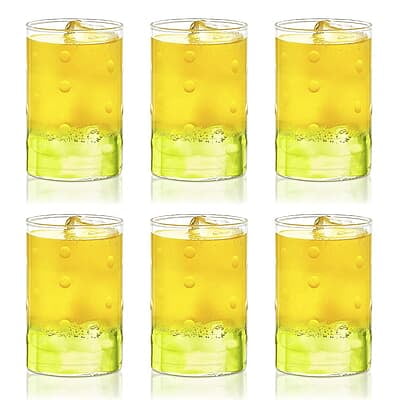 Borosil 350 ml Set of 6 pcs Medallions Vision Transparent Drinking Glass | Borosilicate Glass Tumblers for Water, Cold Drinks, Juice| Flame Proof, Microwave & Dishwasher Safe | For Daily use & Gifting