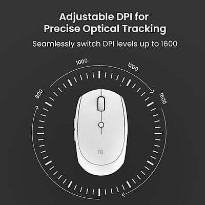 Portronics Toad 30 Wireless Mouse with 2.4 GHz Connectivity, USB Receiver, 6 Buttons, Adjustable DPI, Silicon Grip