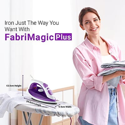 Crompton Fabrimagic Plus 1250 W Steam Iron with 200 ml water tank, Upto 13g /min Steam Output and Teflon Coating Soleplate Crompton Fabrimagic Plus 1250 W Steam Iron with 200 ml water tank, Upto 13g /min Steam Output and Teflon Coating Soleplate