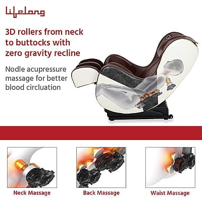 Lifelong LLM549 Full Body Massage Chair with Recliner and powerful 3D Back, Leg and Foot Rollers for Massage for Home