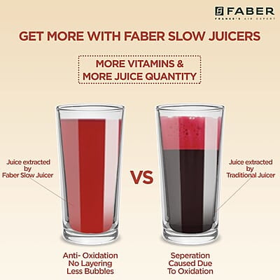 Faber Cold Press Slow Juicer, FSJ 150 R,with Powerful 150 watt motor, Black