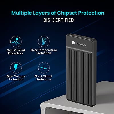 Portronics Luxcell B12 10,000mAh Ultra Slim Power Bank 12W Output USB-A Output Port & Type C Input Port Portronics Luxcell B12 10,000mAh Ultra Slim Power Bank 12W Output USB-A Output Port & Type C Input Port