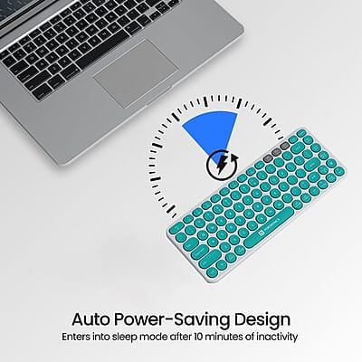 Portronics Bubble 2.0 Wireless Keyboard with Bluetooth + 2.4 GHz Receiver, Connect 3 Devices, Compact TKL Size, 10m Working Range