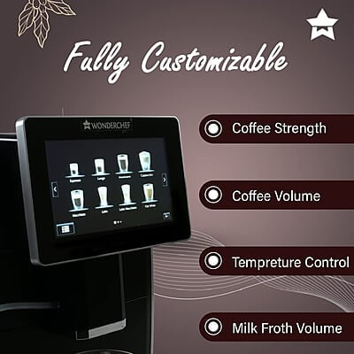 Wonderchef Regalia Fully Automatic Coffee Machine with Large 7 Inches Display Wonderchef Regalia Fully Automatic Coffee Machine with Large 7 Inches Display