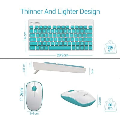 Portronics Key2-A Combo of Multimedia Wireless Keyboard & Mouse, Compact Light-Weight for PCs, Laptops and Smart TV